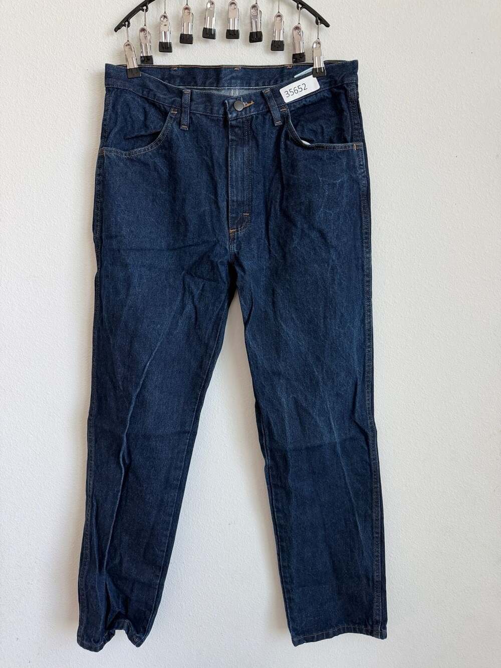 Mens Rustler Dark Wash Denim Regular Fit Straight Leg Jeans size 35x32